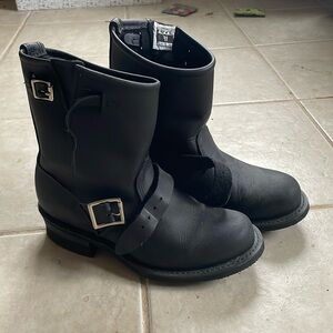 Frye Black Leather Moto Boots Women’s 7